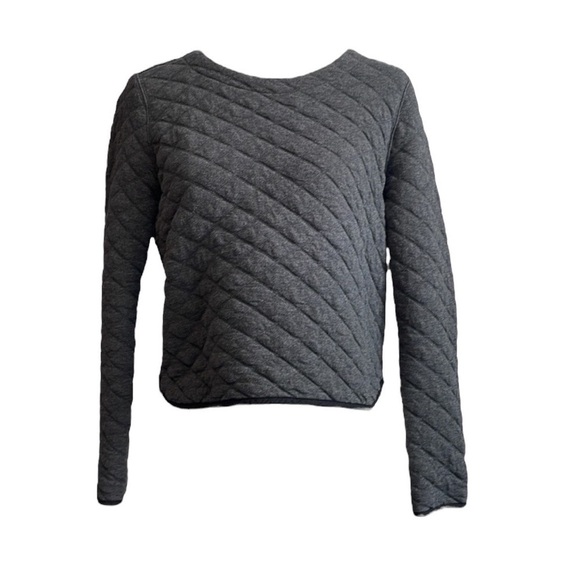 J. CREW Quilted Sweatshirt w/ Black Trim Size Large - Picture 2 of 7